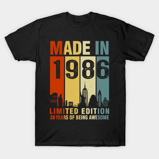 Made In 1986 38th Birthday 38 Years Old T-Shirt by Kontjo